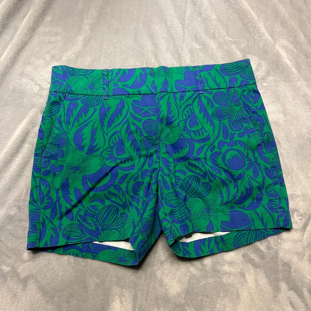 Talbots‎ Womens Green Blue Floral Print Daily Shorts 8 Coastal Grandma Aholagirl